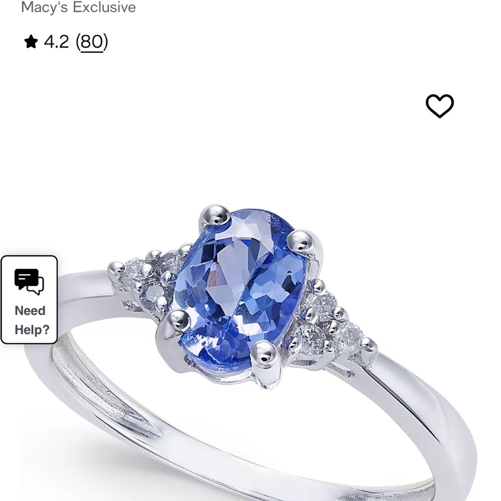 White gold tanzanite and diamond ring and earring s of tanzanite stone